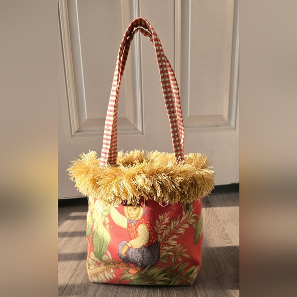 Boho Cottagecore Tapestry Fringe Tote Bag Folk Art Monkey Print Festival Vacay - Picture 3 of 8